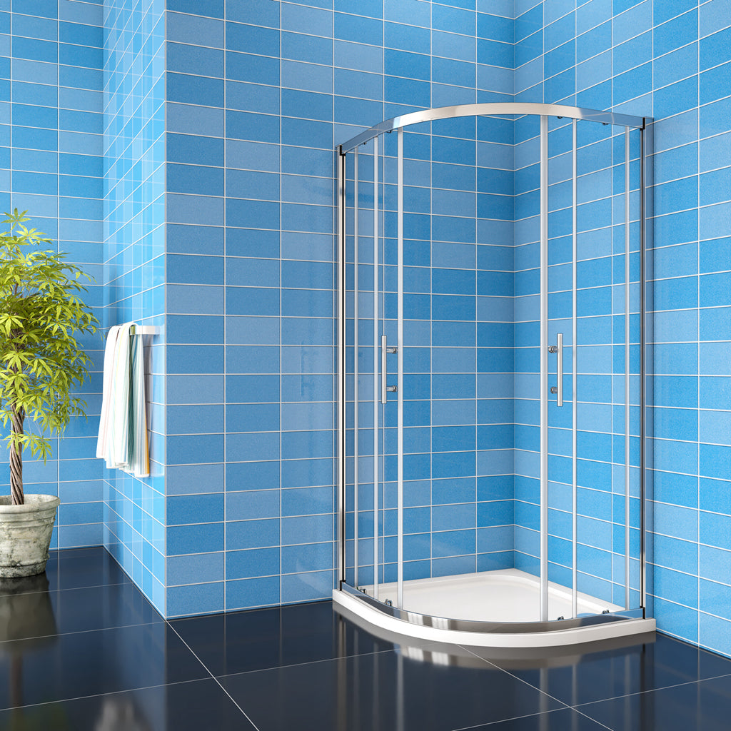 AICA 185 cm Box Doccia Semicircolare Porte Scorrevoli Vetro Temperato 6 mm Trasparente Anticalcare Telaio Cromato Lucido
