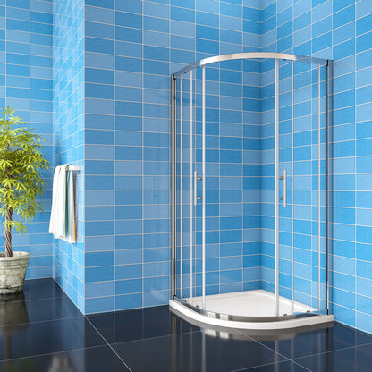 AICA 185 cm Box Doccia Semicircolare Porte Scorrevoli Vetro Temperato 6 mm Trasparente Anticalcare Telaio Cromato Lucido