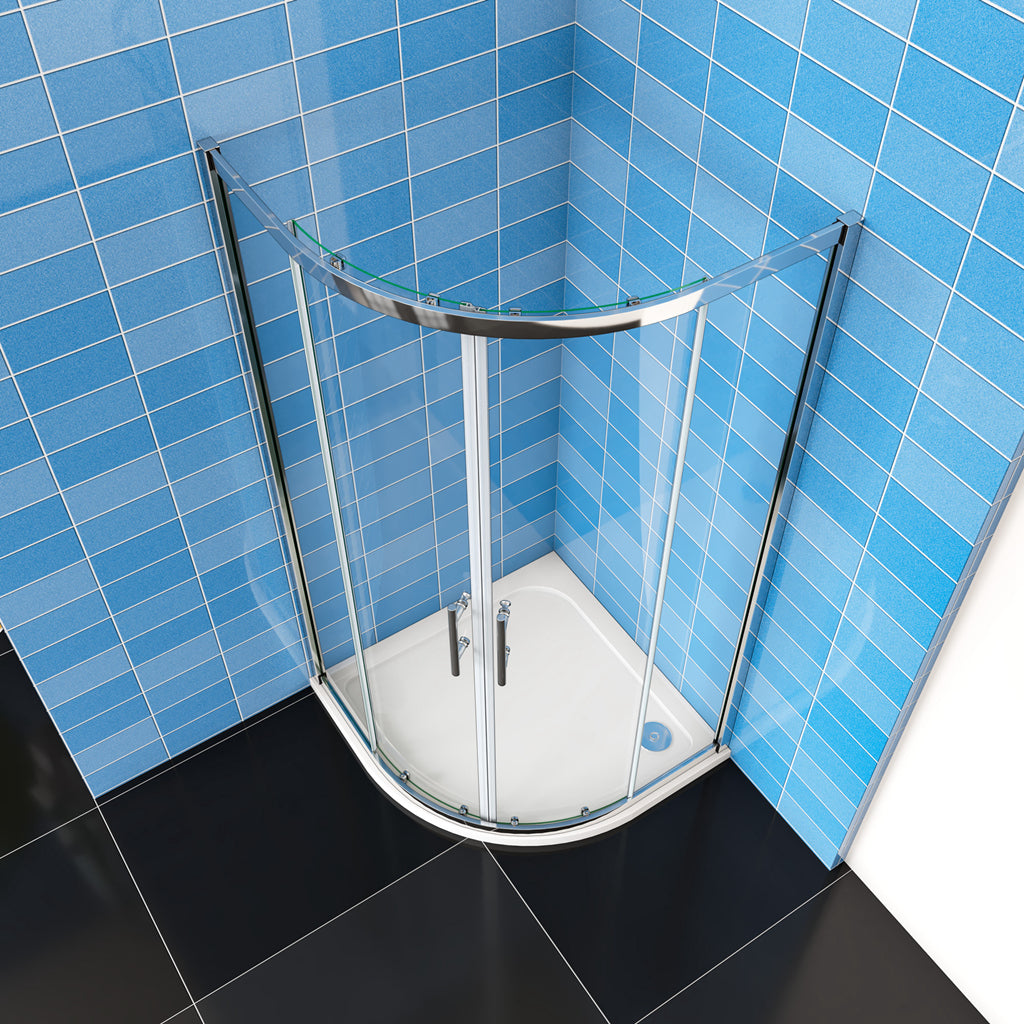 AICA 185 cm Box Doccia Semicircolare Porte Scorrevoli Vetro Temperato 6 mm Trasparente Anticalcare Telaio Cromato Lucido