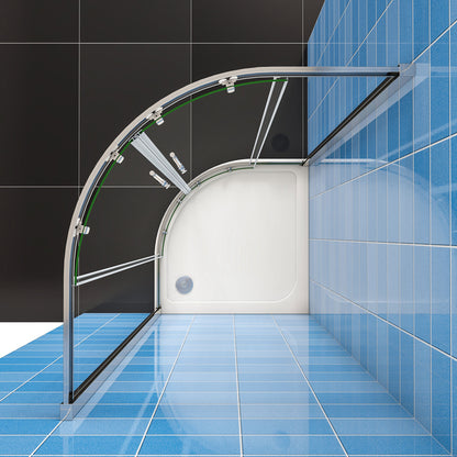 AICA 185 cm Box Doccia Semicircolare Porte Scorrevoli Vetro Temperato 6 mm Trasparente Anticalcare Telaio Cromato Lucido