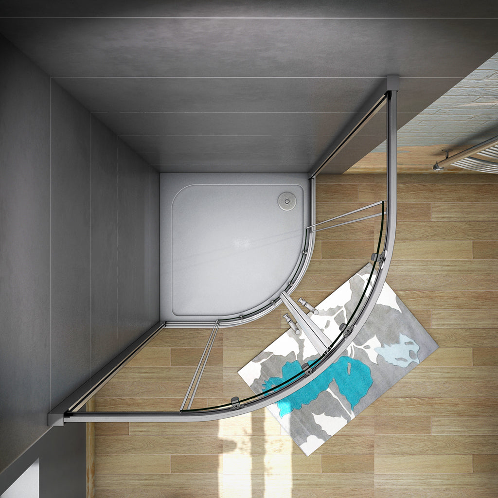 AICA 195 cm Box Doccia Semicircolare Porte Scorrevoli Vetro Temperato 6 mm Trasparente Anticalcare Telaio Cromato Lucido