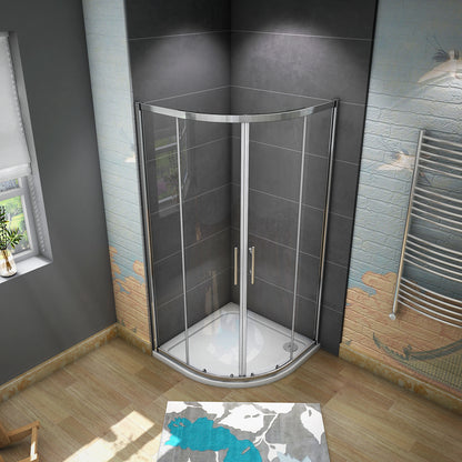 AICA 195 cm Box Doccia Semicircolare Porte Scorrevoli Vetro Temperato 6 mm Trasparente Anticalcare Telaio Cromato Lucido