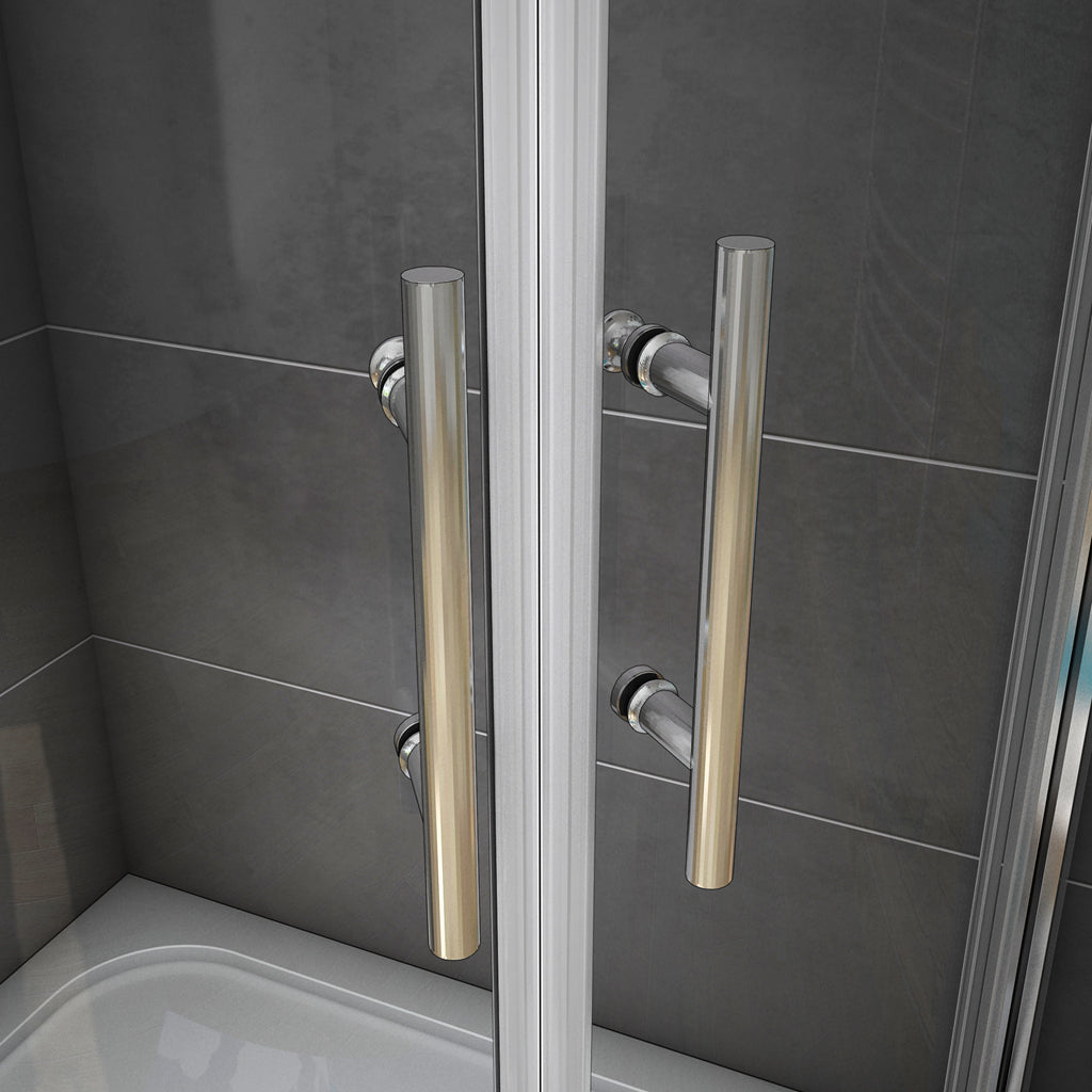 AICA 195 cm Box Doccia Semicircolare Porte Scorrevoli Vetro Temperato 6 mm Trasparente Anticalcare Telaio Cromato Lucido