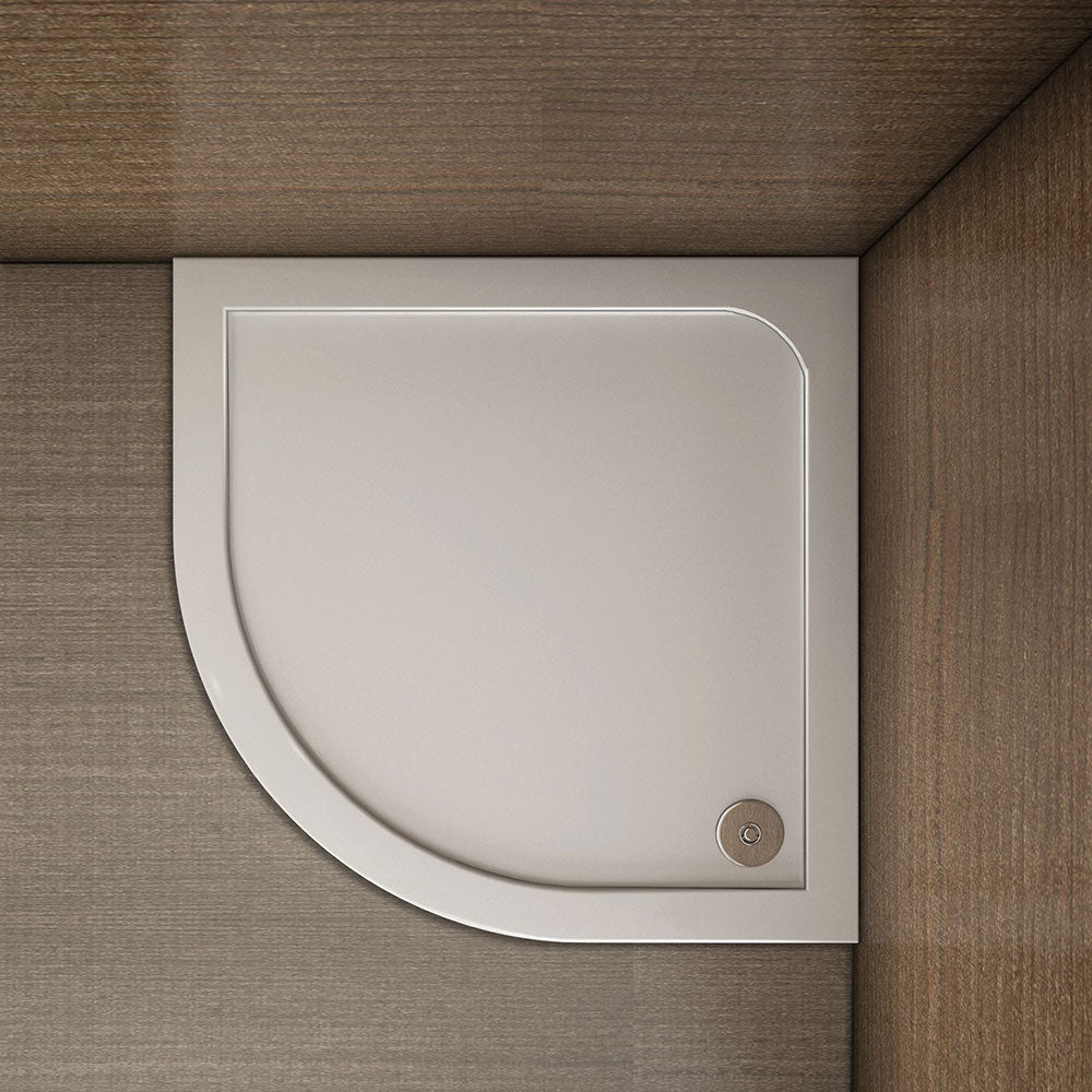 Aica Piatto Doccia Semicircolare Bianco Lucido Antiscivolo Antibatterico Ultraslim 3cm In Marmo e Resina Mista