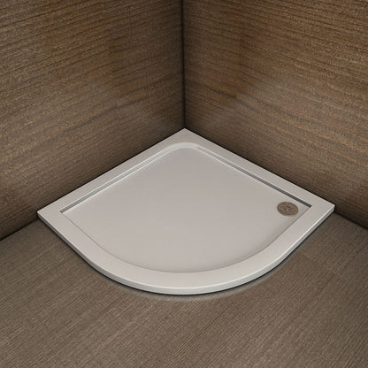 Aica Piatto Doccia Semicircolare Bianco Lucido Antiscivolo Antibatterico Ultraslim 3cm In Marmo e Resina Mista