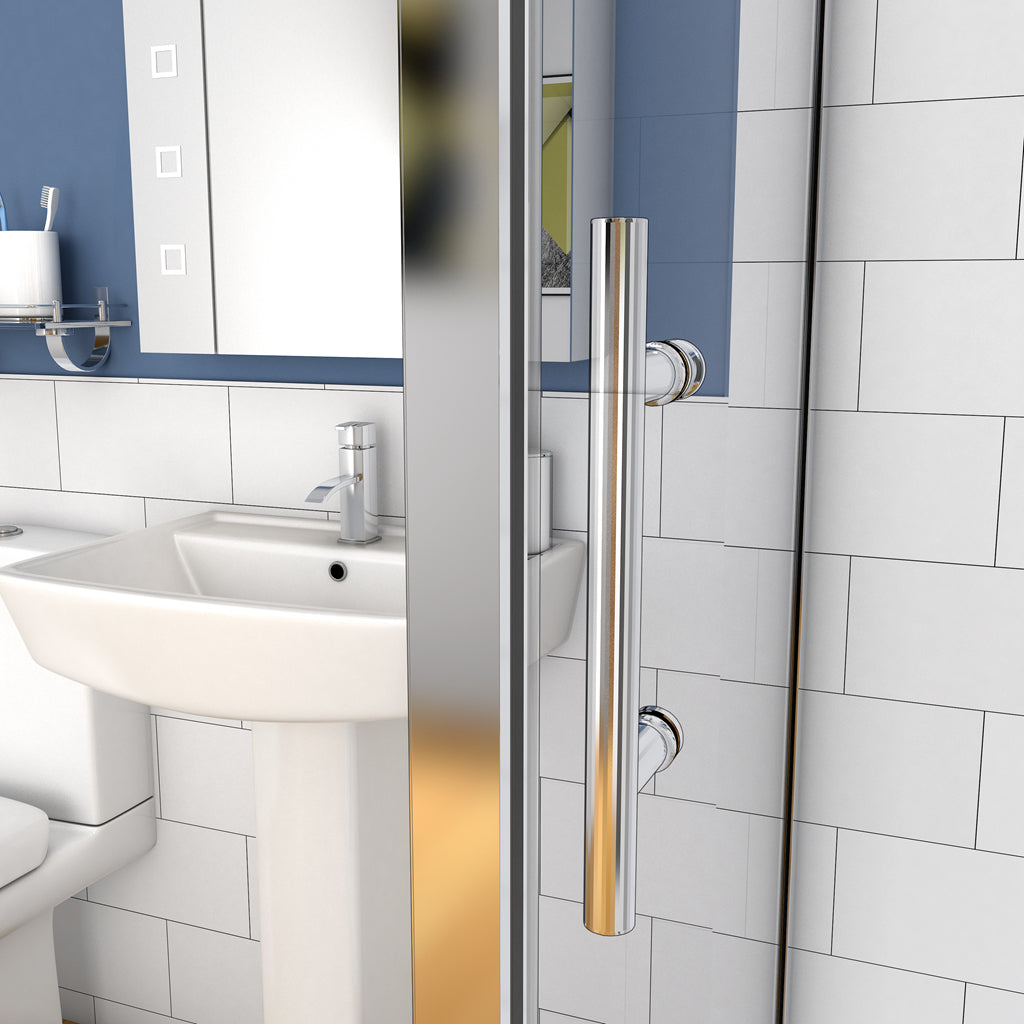 185 cm Box Doccia a Tre Lati Porta Scorrevole con Doppia Parete Fissa Vetro Temperato 5 mm Trasparente Telaio Cromato Lucido