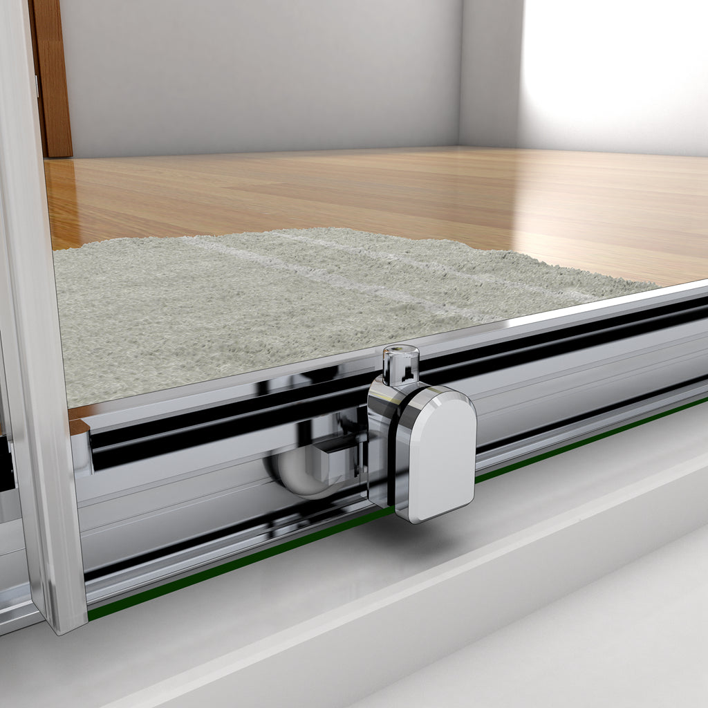 185 cm Box Doccia a Tre Lati Porta Scorrevole con Doppia Parete Fissa Vetro Temperato 5 mm Trasparente Telaio Cromato Lucido