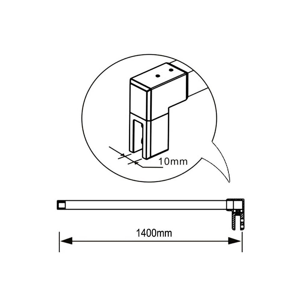 Aica Parete Per Doccia Walk In Alta 200cm Vetro Temperato Anti-frantumi Anticalcare 8mm Striscia Satinata-Opaca Barra Stabilizzatrice Da 140 cm