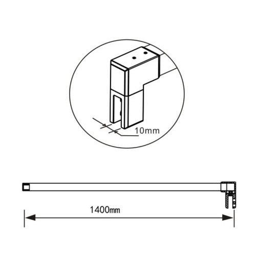 Aica Walk In Parete Per Doccia Con Barra Stabilizzatrice 140cm Vetro 8mm Temperato Trasparente Anticalcare Alta 200 cm