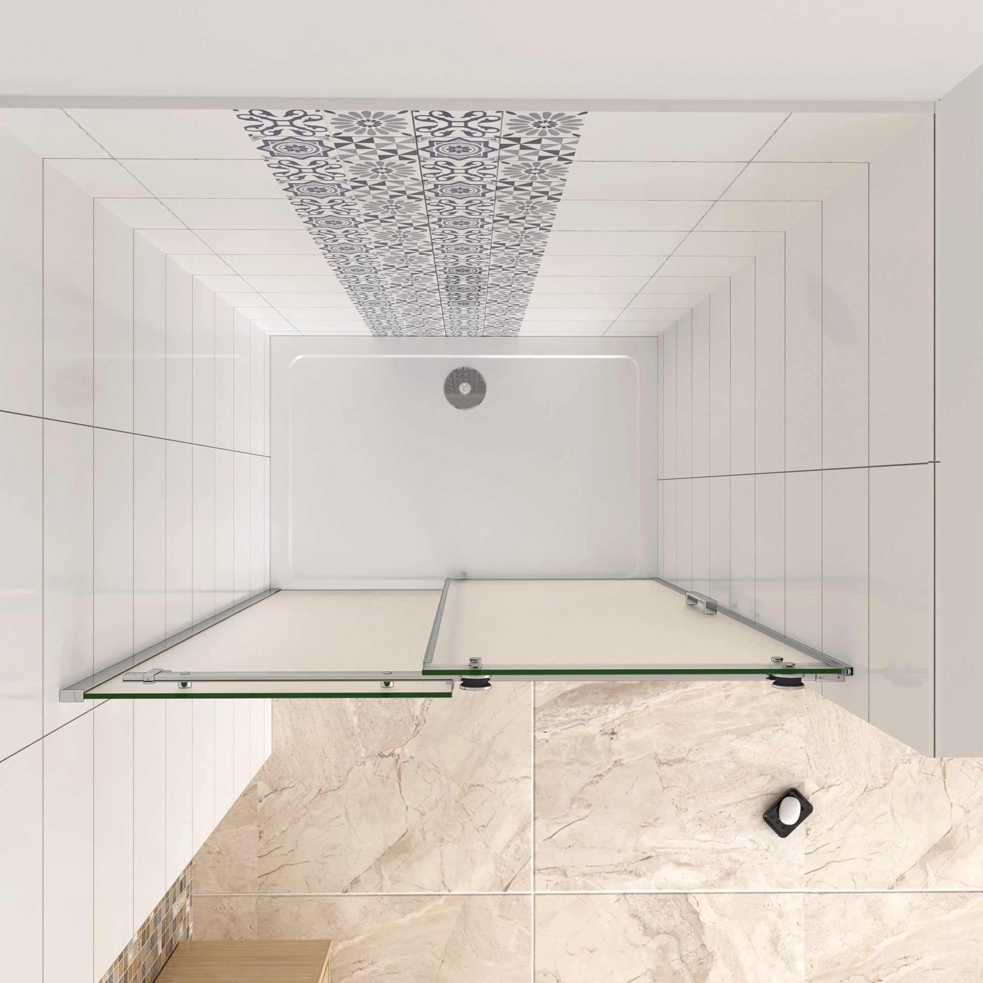 Aica 195 cm Box Doccia Per Nicchia Porta Scorrevole Ingresso Destro Vetro 8 mm Temperato Anticalcare Satinato Opaco