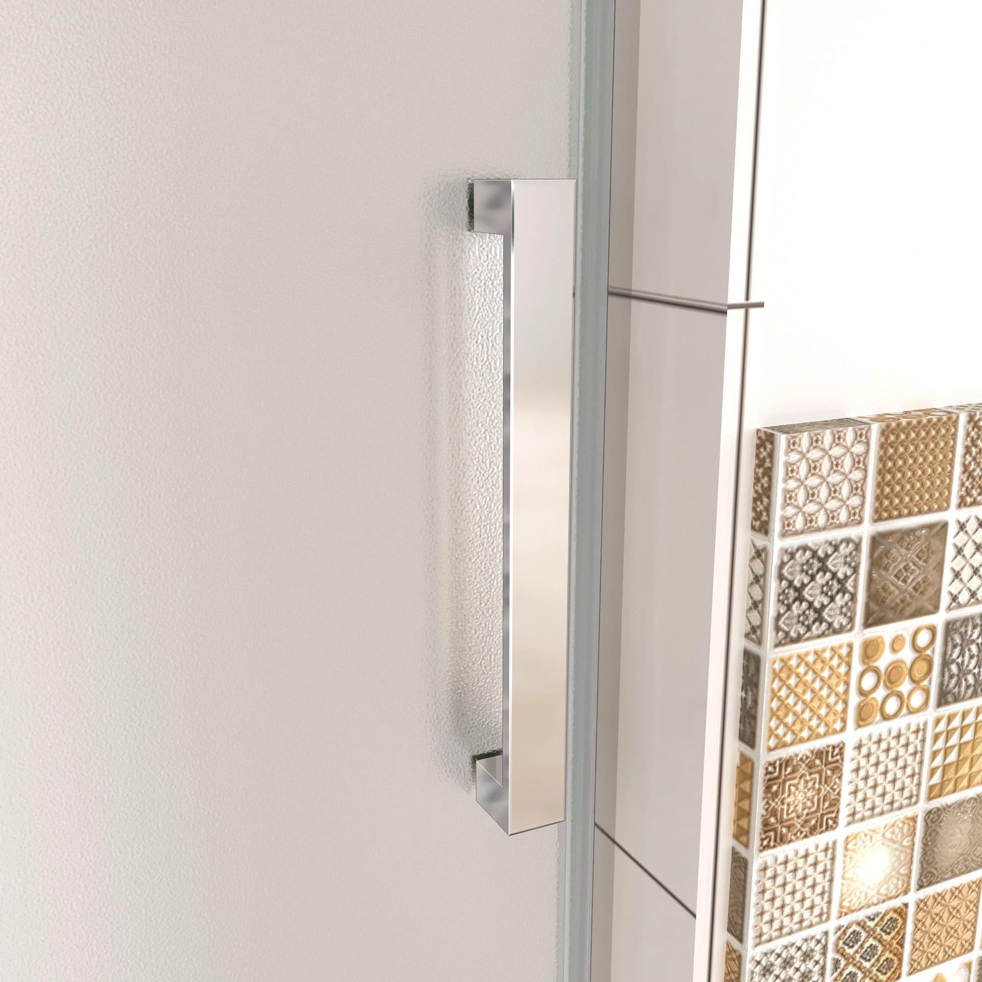 Aica 195 cm Box Doccia Per Nicchia Porta Scorrevole Ingresso Destro Vetro 8 mm Temperato Anticalcare Satinato Opaco