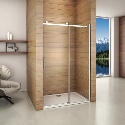 Aica 195cm Porta Doccia Per Nicchia Anta Scorrevole Ingresso Laterale In Vetro 6mm Temperato Trasparente Telai In Alluminio Cromato Lucido