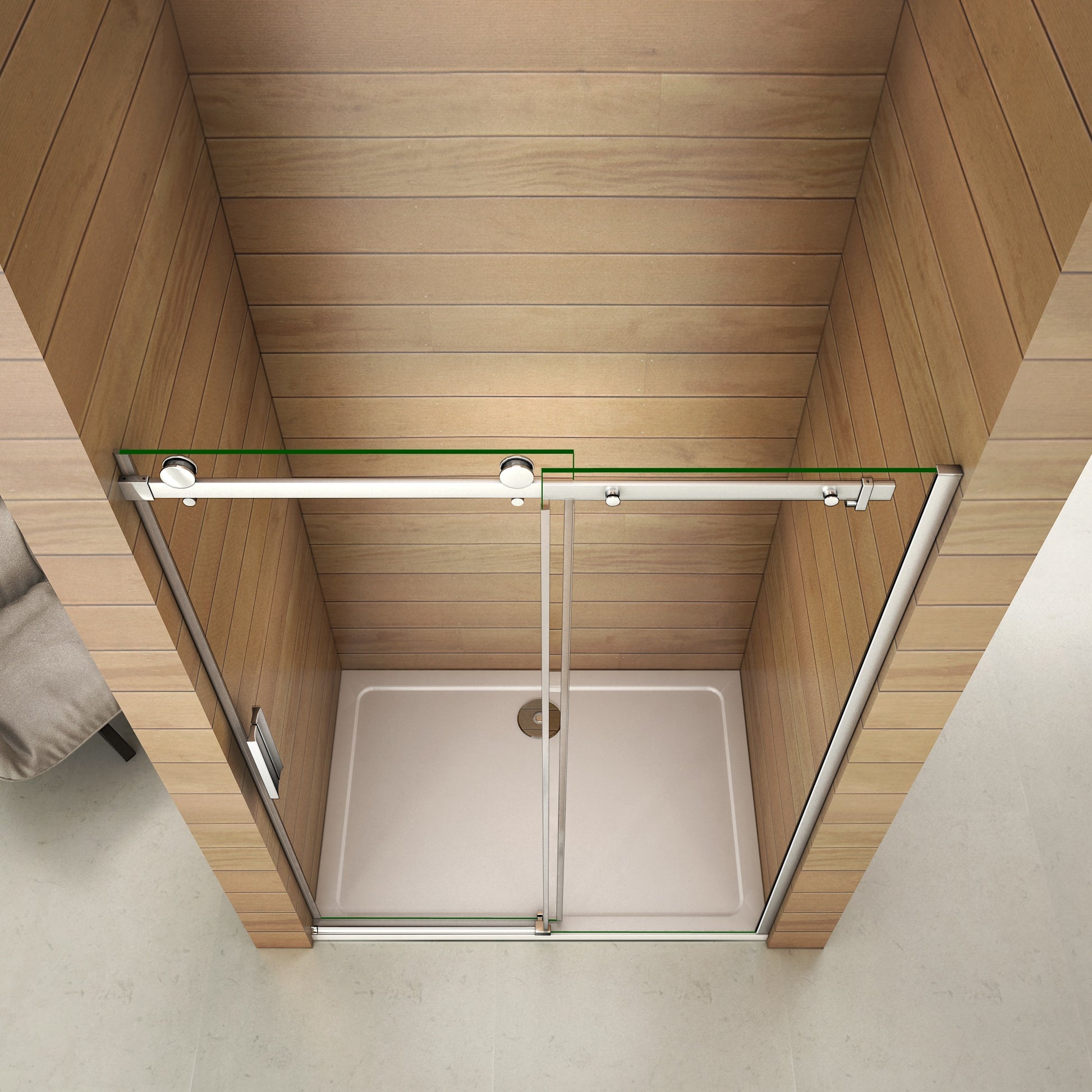 Aica 195cm Porta Doccia Per Nicchia Anta Scorrevole Ingresso Laterale In Vetro 6mm Temperato Trasparente Telai In Alluminio Cromato Lucido