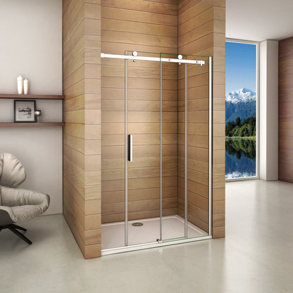 Aica 195cm Porta Doccia Per Nicchia Anta Scorrevole Ingresso Laterale In Vetro 6mm Temperato Trasparente Telai In Alluminio Cromato Lucido