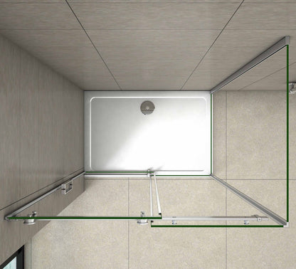 Aica 195 cm Box Doccia Angolare Porta Scorrevole con Parete Laterale Vetro 8 mm Temperato Trasparente Anticalcare Telaio Cromato Lucido