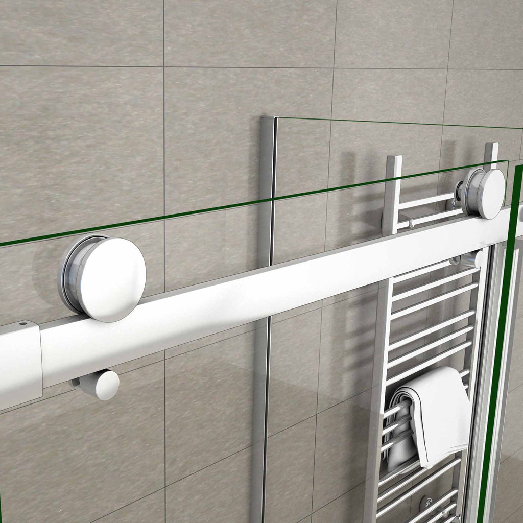 Aica 195 cm Box Doccia Angolare Porta Scorrevole con Parete Laterale Vetro 8 mm Temperato Trasparente Anticalcare Telaio Cromato Lucido