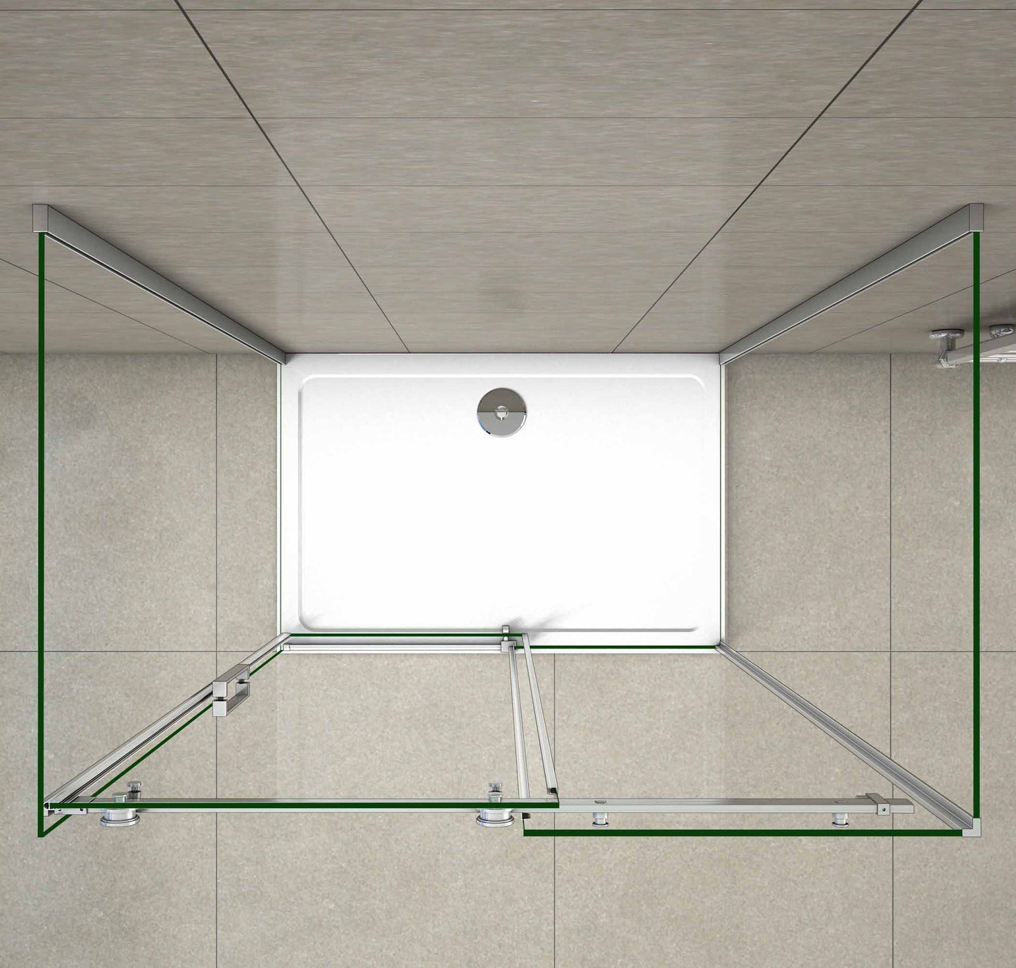 Aica 195 cm Box Doccia a Tre Lati Porta Scorrevole con Doppia Parete Laterale Vetro 8 mm Temperato Trasparente Anticalcare Telaio Cromato Lucido