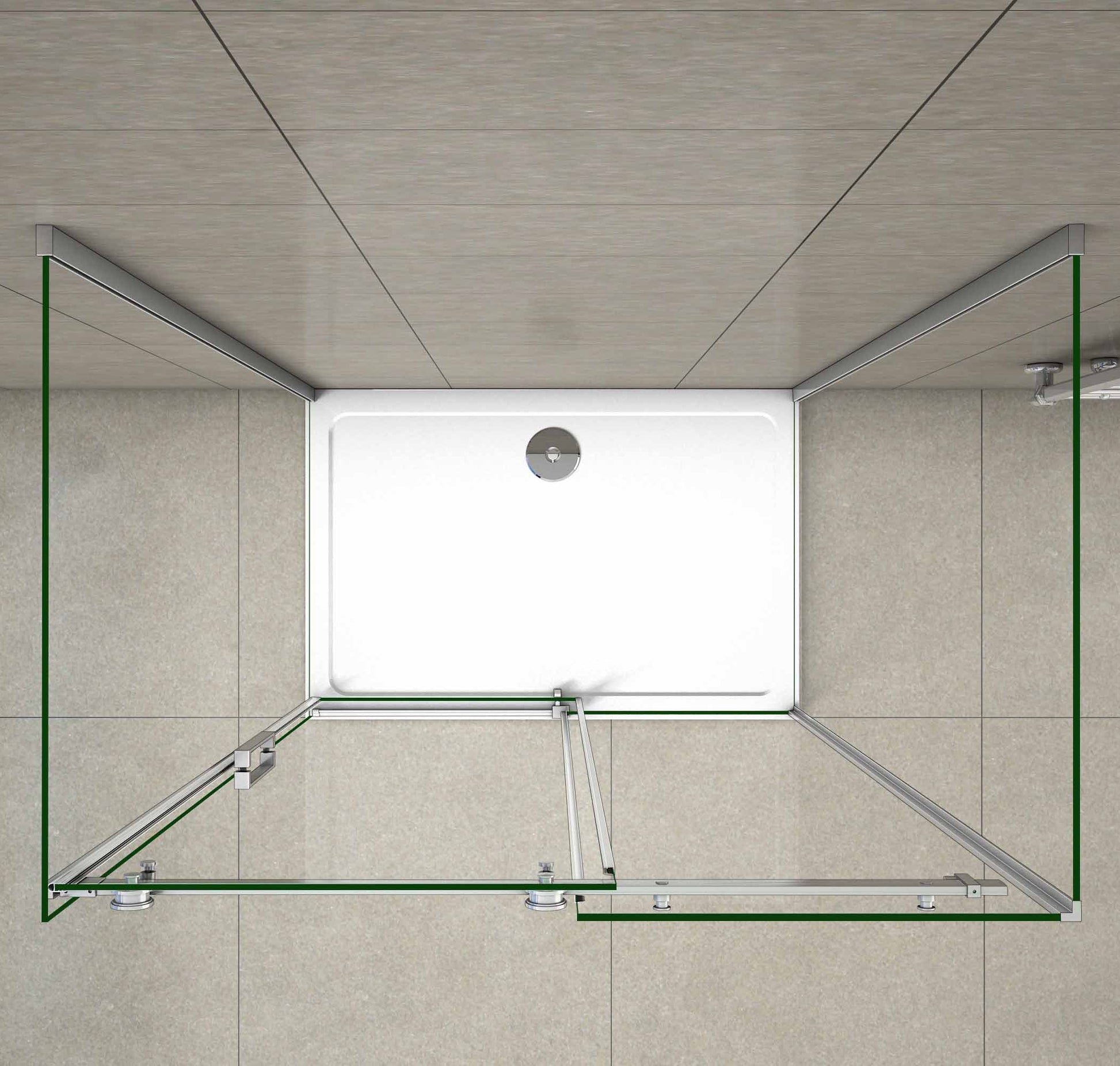 Aica 195 cm Box Doccia a Tre Lati Porta Scorrevole con Doppia Parete Laterale Vetro 8 mm Temperato Trasparente Anticalcare Telaio Cromato Lucido