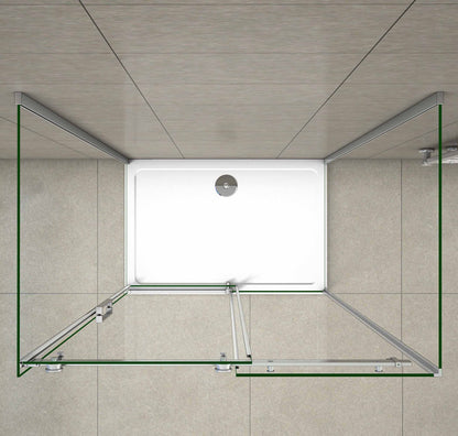 Aica 195 cm Box Doccia a Tre Lati Porta Scorrevole con Doppia Parete Laterale Vetro 8 mm Temperato Trasparente Anticalcare Telaio Cromato Lucido