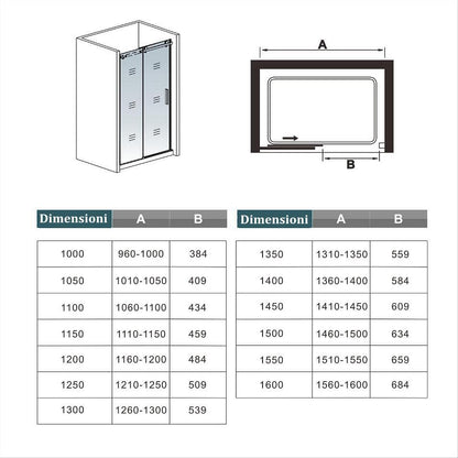 Box Doccia Per Nicchia Porta Scorrevole Ingresso Destro Vetro 8 mm Temperato Satinato Opaco Anticalcare 195cm