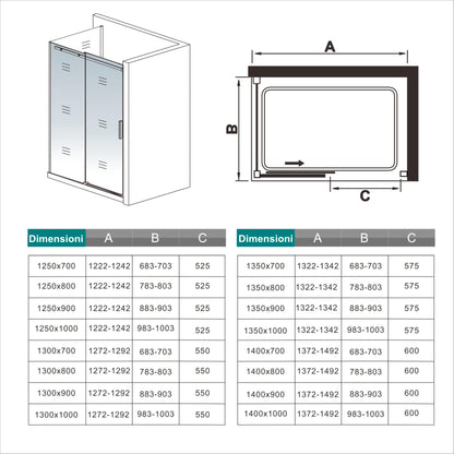 Aica 195 cm Box Doccia Angolare Porta Scorrevole con Parete Fissa Vetro 8 mm Temperato Anticalcare Telaio in Alluminio Cromato Lucido