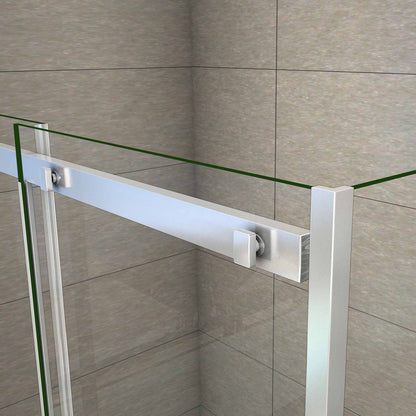 Aica 195 cm Box Doccia Angolare Porta Scorrevole con Parete Fissa Vetro 8 mm Temperato Anticalcare Telaio in Alluminio Cromato Lucido