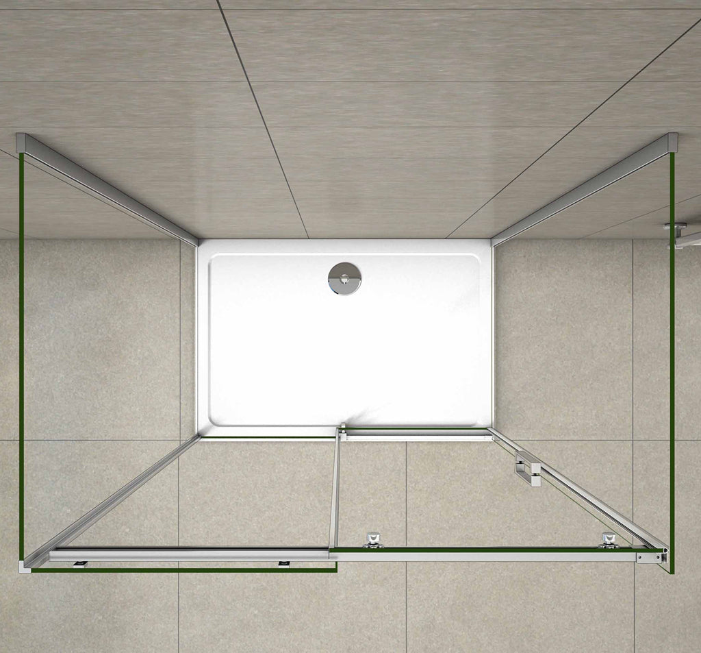 Aica 195 cm Box Doccia a Tre Lati Porta Scorrevole con 2 Pareti Laterali Vetro 8 mm Temperato Trasparente Anticalcare Telaio Cromato Lucido