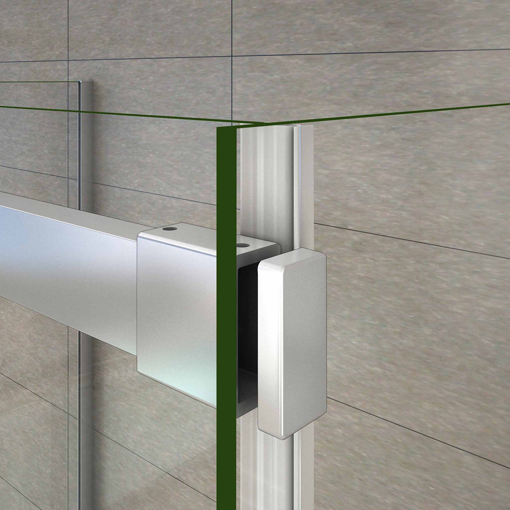 Aica 195 cm Box Doccia a Tre Lati Porta Scorrevole con 2 Pareti Laterali Vetro 8 mm Temperato Trasparente Anticalcare Telaio Cromato Lucido