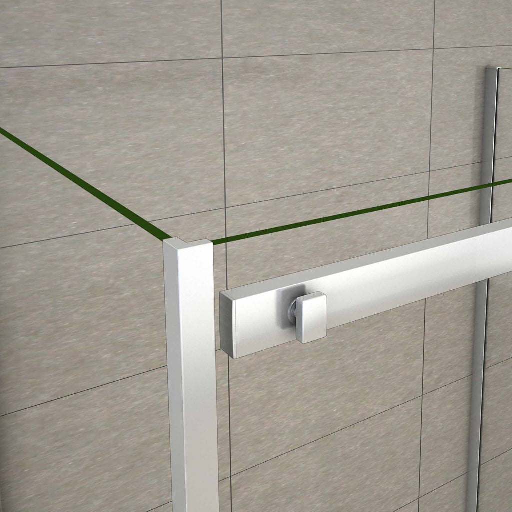 Aica 195 cm Box Doccia a Tre Lati Porta Scorrevole con 2 Pareti Laterali Vetro 8 mm Temperato Trasparente Anticalcare Telaio Cromato Lucido