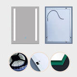 aica-LED- Speccihio de bagno con led luce, interruttore touch,a parete,antiappannamento,montaggio verticale,trucco rettangolare - Consegna gratuita