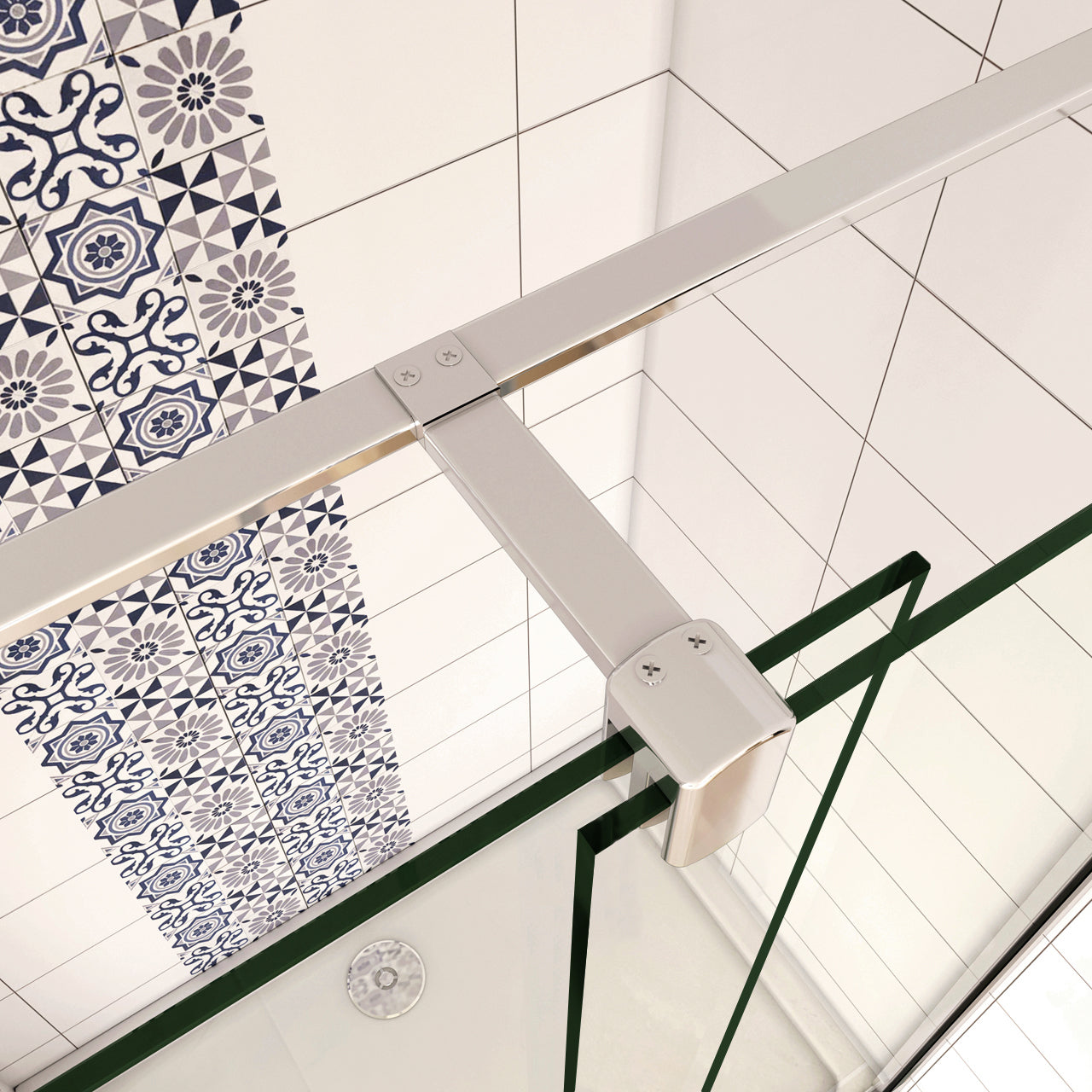 Aica 195 cm Porta Doccia Per Nicchia Anta Scorrevole in Vetro 8 mm Temperato Trasparente Anticalcare Rinforzata da Barra Stabilizzatrice