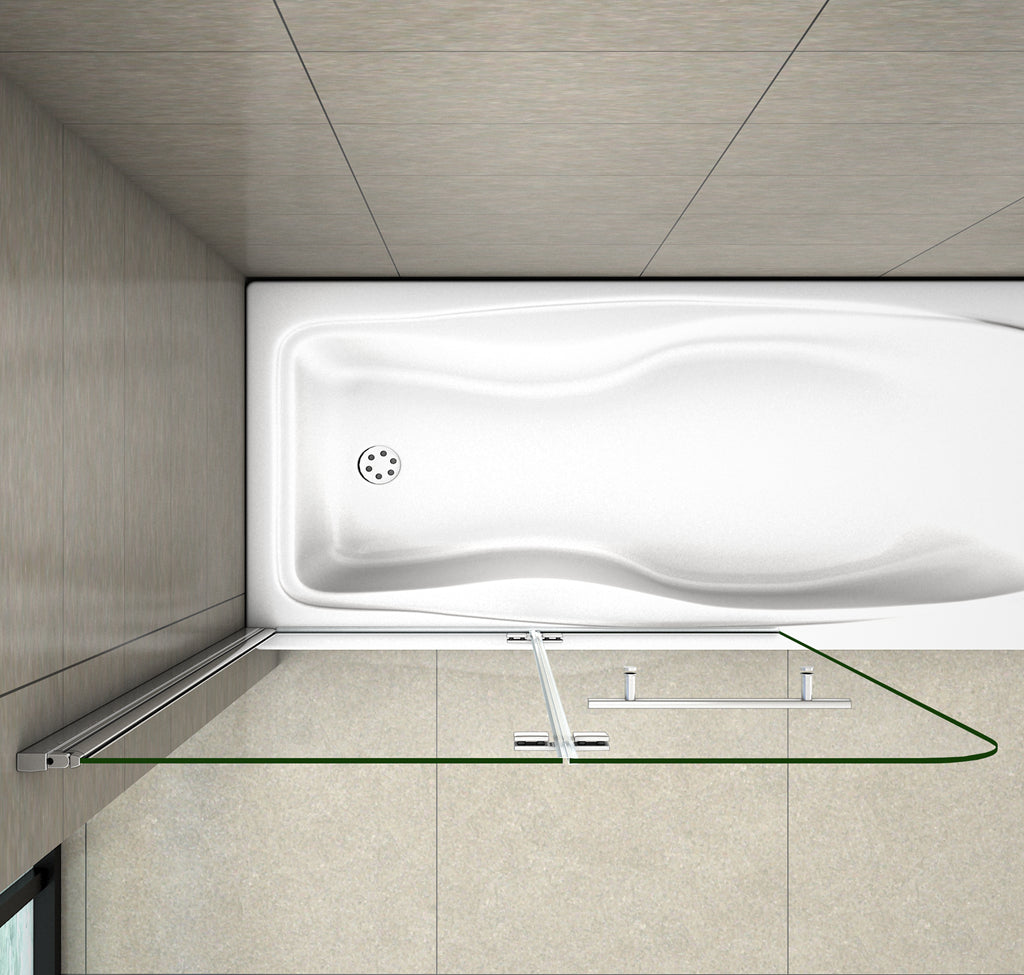 Aica 140 cm Sopravasca Parete Vasca da Bagno Due Ante Movibili con Maniglia Portasciugamani Vetro 6 mm Temperato Anticalcare