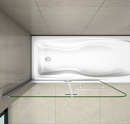 Aica 140 cm Sopravasca Parete Vasca da Bagno Due Ante Movibili con Maniglia Portasciugamani Vetro 6 mm Temperato Anticalcare