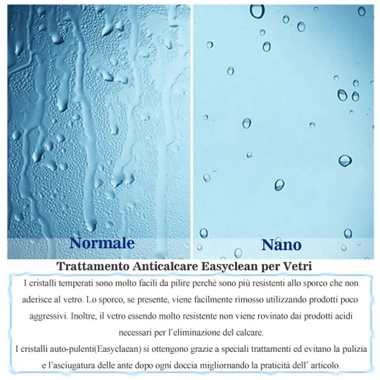 Aica 195 cm Porta Doccia Per Nicchia Battente e Pieghevole a Libro In Vetro Temperato Trasparente Anticalcare Da 6 mm