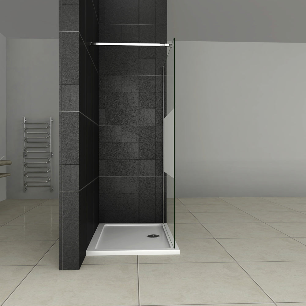 Aica Parete Per Doccia Alta 200cm Walk In Vetro 8mm Temperato Anti-frantumi Anticalcare Fascia Opaca Barra Stabilizzatrice 73-120cm