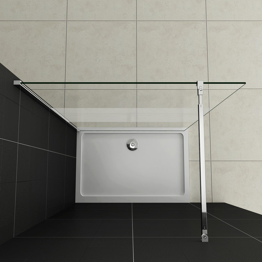 Aica Parete Per Doccia Alta 200cm Walk In Vetro 8mm Temperato Anti-frantumi Anticalcare Fascia Opaca Barra Stabilizzatrice 73-120cm