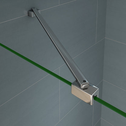 Aica 200 cm Parete Per Doccia Walk In Vetro Temperato Trasparente Anticalcare 8 mm Con Barra Stabilizzatrice da 45 cm misure varie