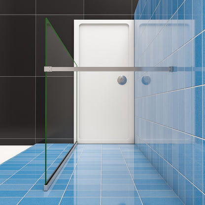 Aica 190 cm Parete Per Doccia Walk In Vetro Temperato Trasparente Anticalcare 8 mm inclusa Barra Stabilizzatrice Tagliabile da 90 cm