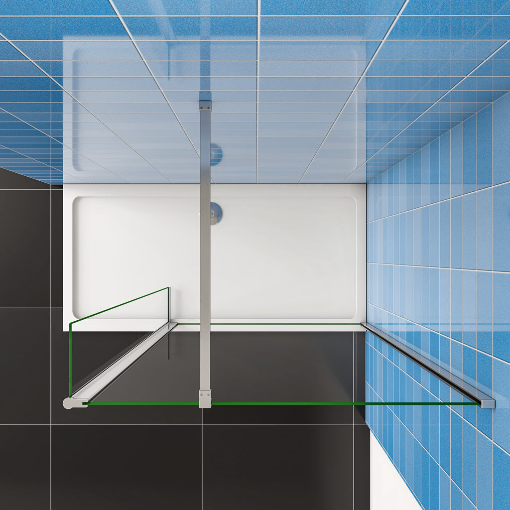 Aica Walk In 190 cm Parete Per Doccia con Paretina Mobile 30 cm in Vetro 8 mm Temperato Anticalcare Barra Stabilizzatrice da 90 cm