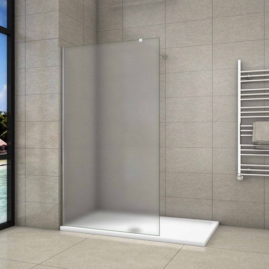 Aica Parete Per Doccia Walk In Vetro 8mm Temperato Anticalcare Satinata-Opaca Totalmente con Varie Barre Stabilizzatrice 70x200 Tipo 1 - Lunga 73-120 cm regolabile