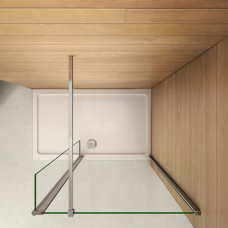 Aica Parete Per Doccia Walk In Alta 200cm Con Paretina Mobile 30/40cm Vetro 8mm Temperato Trasparente Anticalcare Barra Stabilizzatrice 90 cm