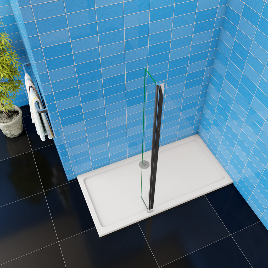 Aica Paretina movibile per Walk In Altezza 190/200 cm Parete Per Doccia Vetro Temperato Trasparente da 8 mm Anticalcare Telaio Cromato Lucido