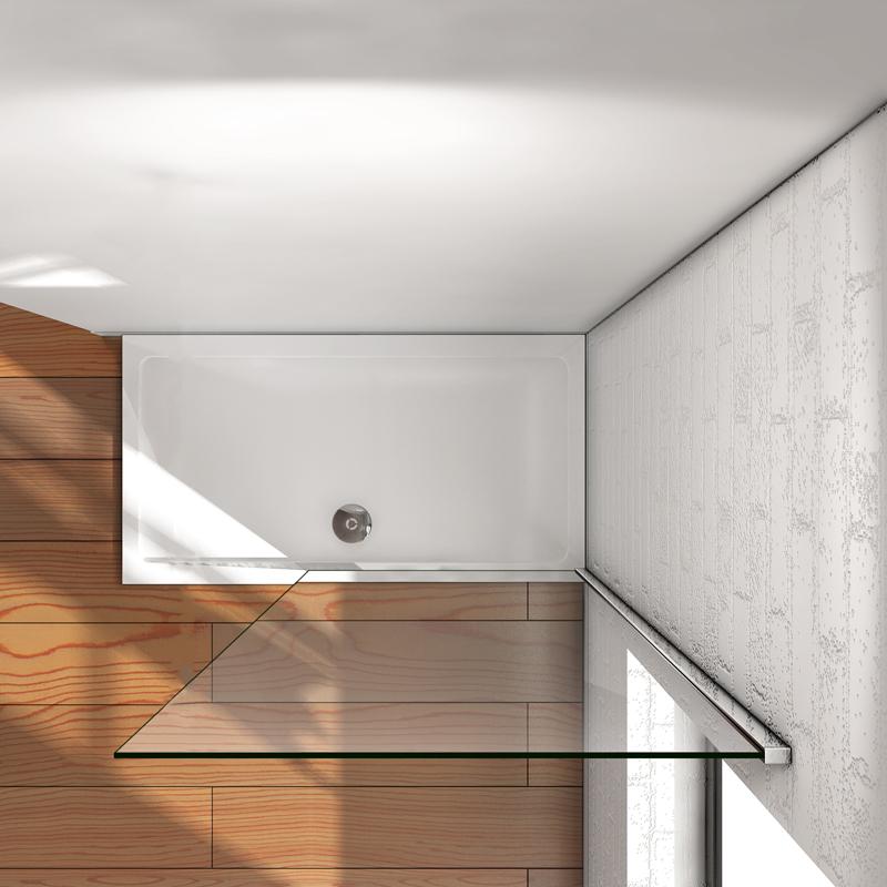 Aica 185cm Walk In Parete Per Doccia in Vetro 6mm Temperato Trasparente Anticalcare Telaio in Comato Lucido misure varie