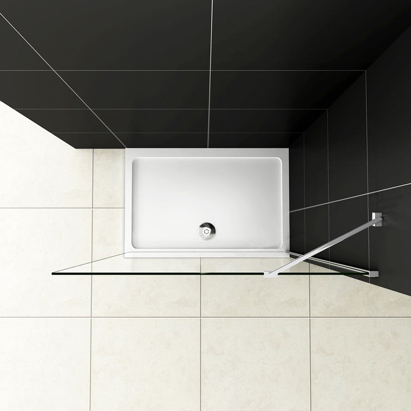 Aica Box Doccia Walk In Alta 200 cm Parete Fissa Con Barra Stabilizzatrice Vetro Temperato Trasparente Anticalcare Da 8mm Piatto Doccia Incluso