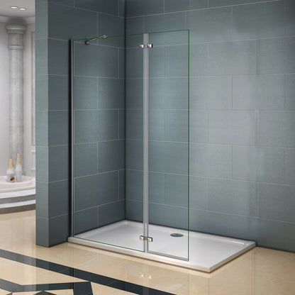 Box doccia walk-in Aica altezza 200 cm a parete in vetro temperato trasparente anticalcare removibile con barra stabilizzatrice da 45 cm o senza barra di supporto
