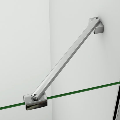Box doccia walk-in Aica altezza 200 cm a parete in vetro temperato trasparente anticalcare removibile con barra stabilizzatrice da 45 cm o senza barra di supporto