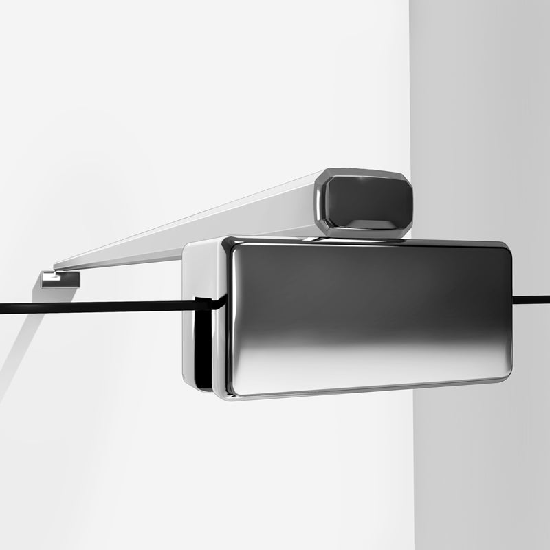 Box doccia walk-in Aica altezza 200 cm a parete in vetro temperato trasparente anticalcare removibile con barra stabilizzatrice da 45 cm o senza barra di supporto