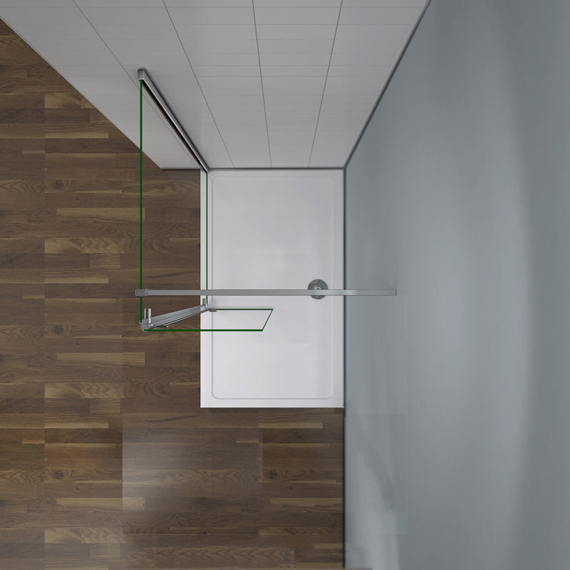 Parete doccia walk-in alta 200 cm con pannello rimovibile da 40 cm, barra stabilizzatrice in vetro temperato trasparente anticalcare da 8 mm o senza barra stabilizzatrice