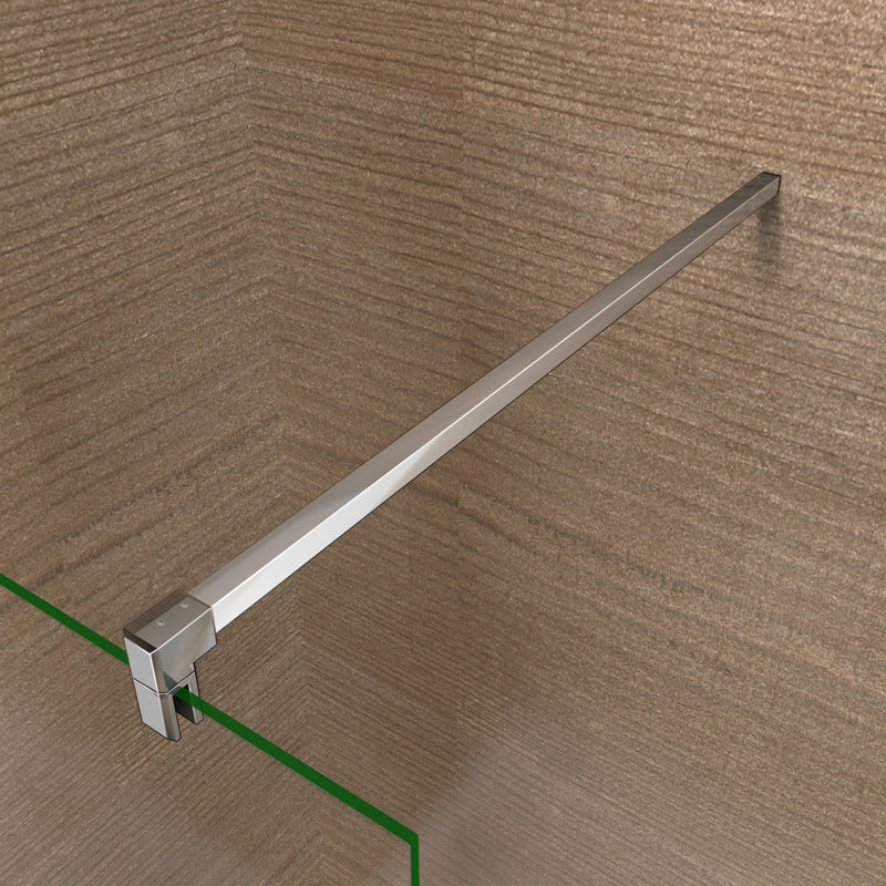 Parete doccia walk-in alta 200 cm con pannello rimovibile da 40 cm, barra stabilizzatrice in vetro temperato trasparente anticalcare da 8 mm o senza barra stabilizzatrice