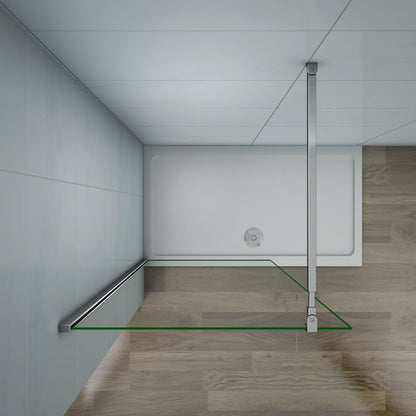 Aica 200 cm Parete Per Doccia Walk In Vetro Temperato 8mm Anticalcare Trasparente con Barra Stabilizzatrice da 73-120 cm varie dimensioni